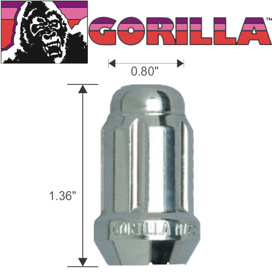 ECROU ROUE GORILLA 12MM X 1.25ACCORN CHROME