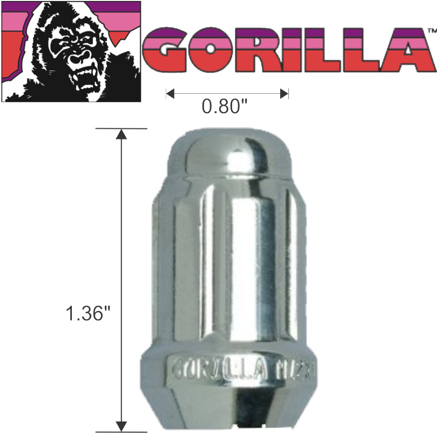 ECROU ROUE GORILLA 14MM X 2.00ACCORN CHROME PQT/