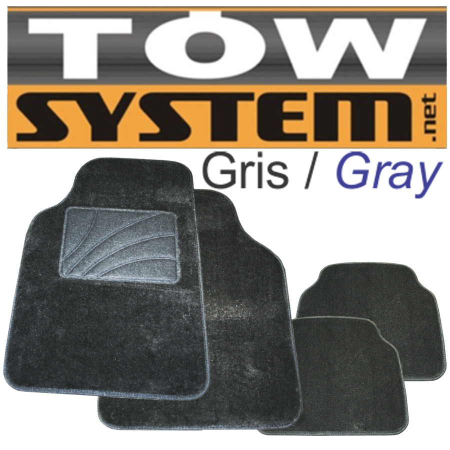 ENS. 4 TAPIS LANCE, GRIS AVANT 27''X 18'' ARR. 18''X
